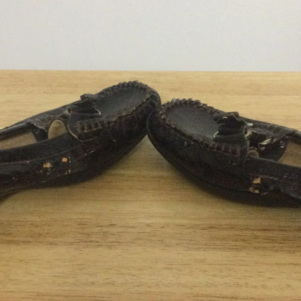 🌞 Naturalizer Brown Gator Croc embossed preppy loafers women size 8